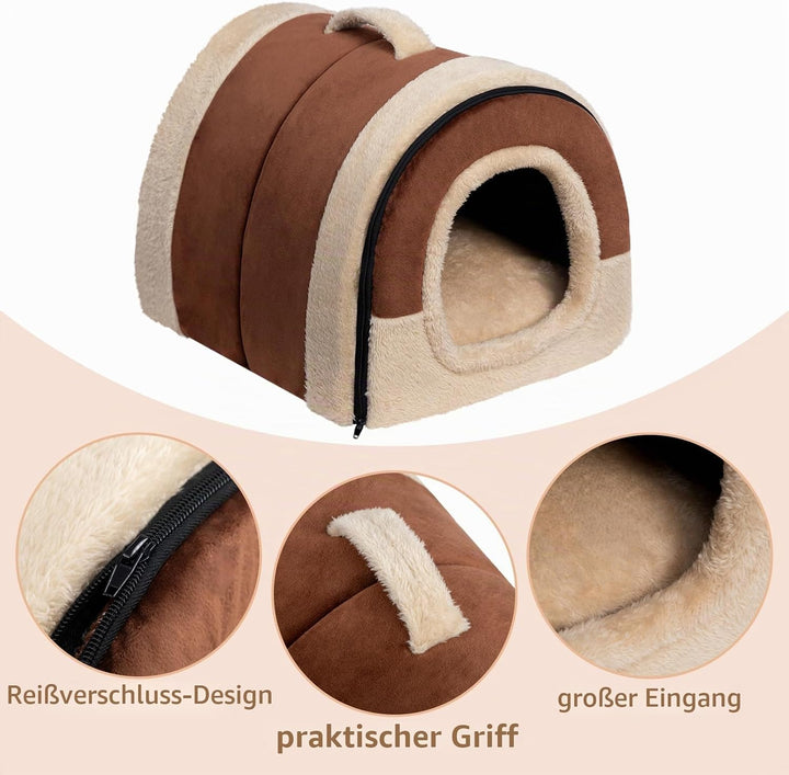 Hollypet Katzenbett Kleines Hundebett, 2-in-1 Faltbare Haustierbett für Katzen &amp; Kleine Hunde, Warme