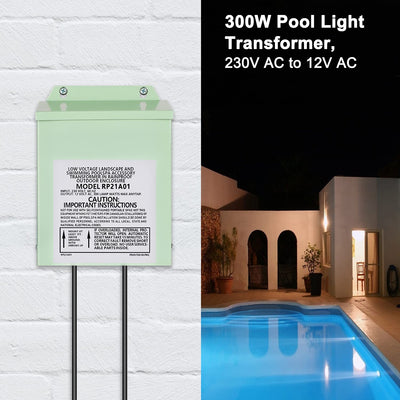 COOLWEST LED Trafo 12V 300W, LED Transformator 230V Auf 12V AC für Niederspannung Poolbeleuchtung, S