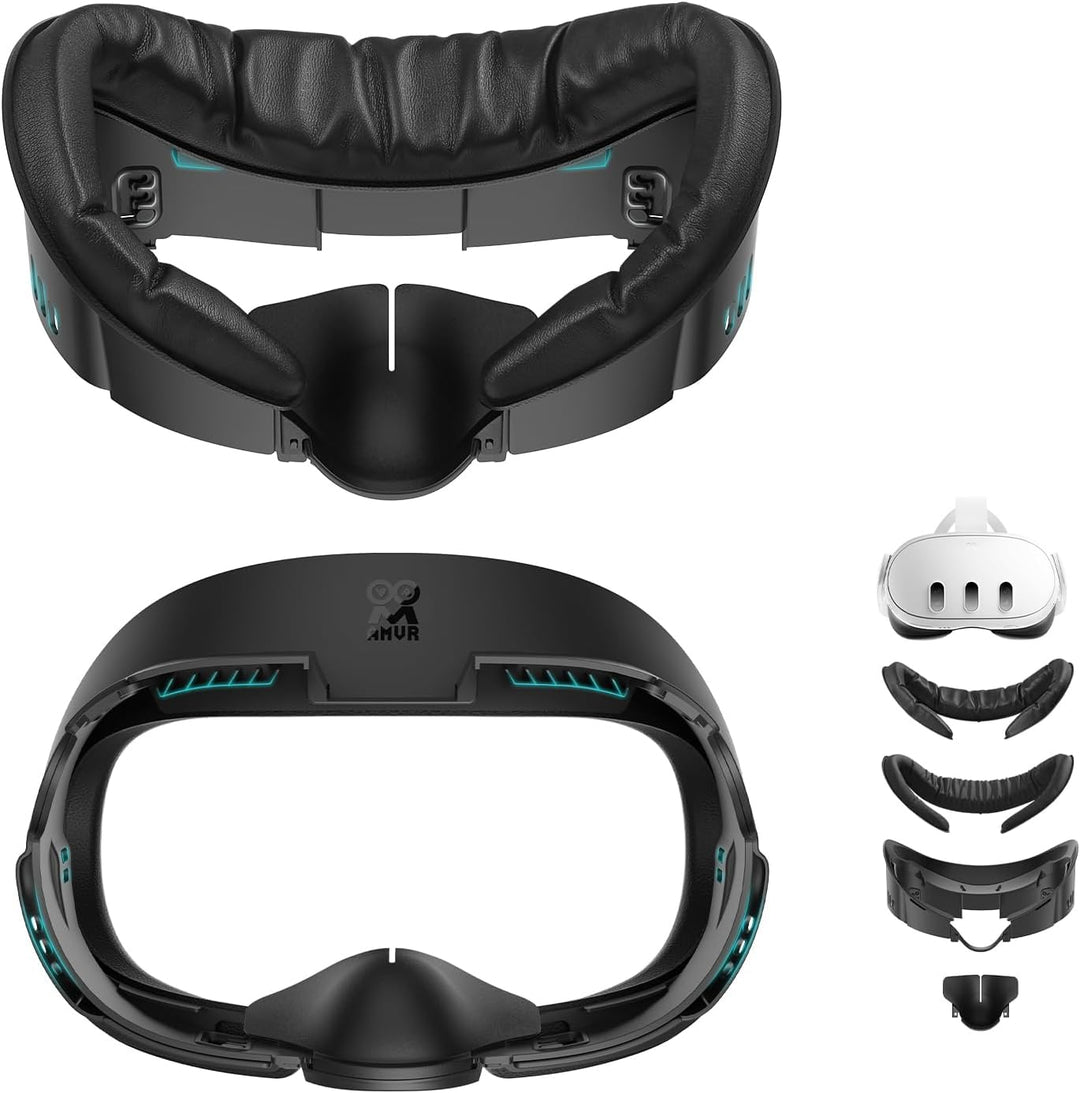 AMVR Face Cover Pad Facial Interface kompatibel mit Meta/Oculus Quest 3 Zubehör, mit weichem PU Face