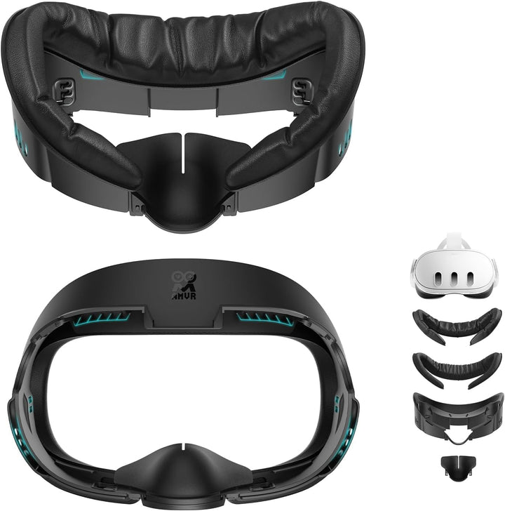 AMVR Face Cover Pad Facial Interface kompatibel mit Meta/Oculus Quest 3 Zubehör, mit weichem PU Face