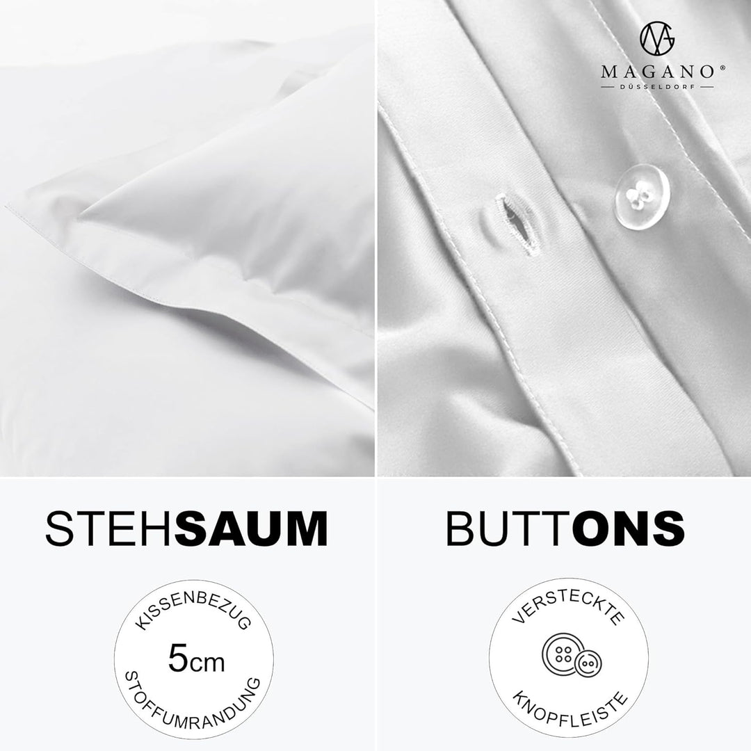 Magano® Luxus Kissenbezug 40x80 Grau | Bambus & Baumwolle Satin | 400 TC Premiumqualität | Hypoaller