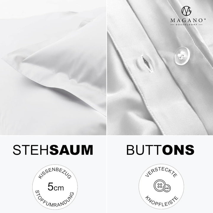 Magano® Luxus Kissenbezug 40x80 Grau | Bambus & Baumwolle Satin | 400 TC Premiumqualität | Hypoaller