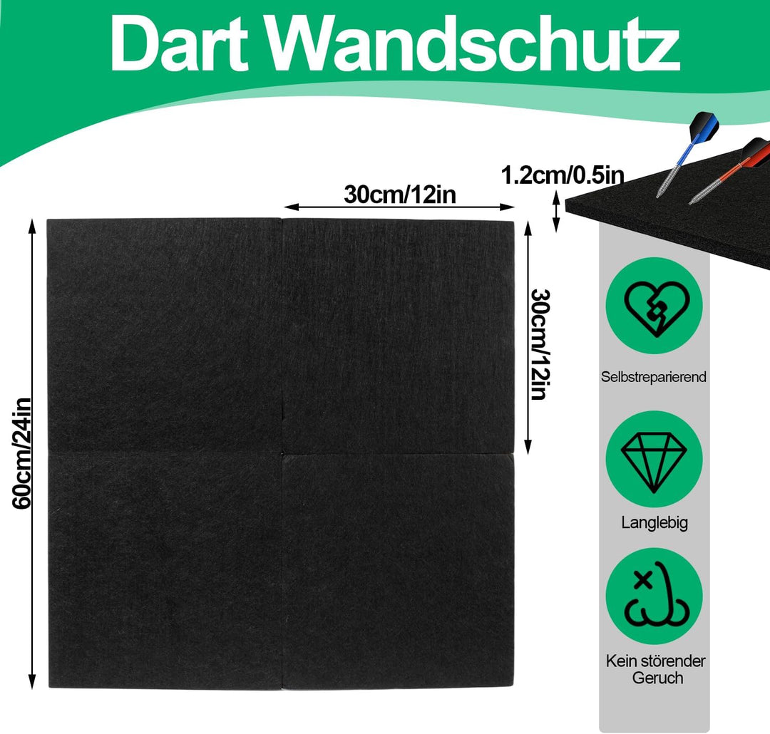 Dartboard-Wandbeschützer – 60cm x 60cm x 12mm Filzwandfliesen | Dartboard-Umfassung & Rückwand | Kor