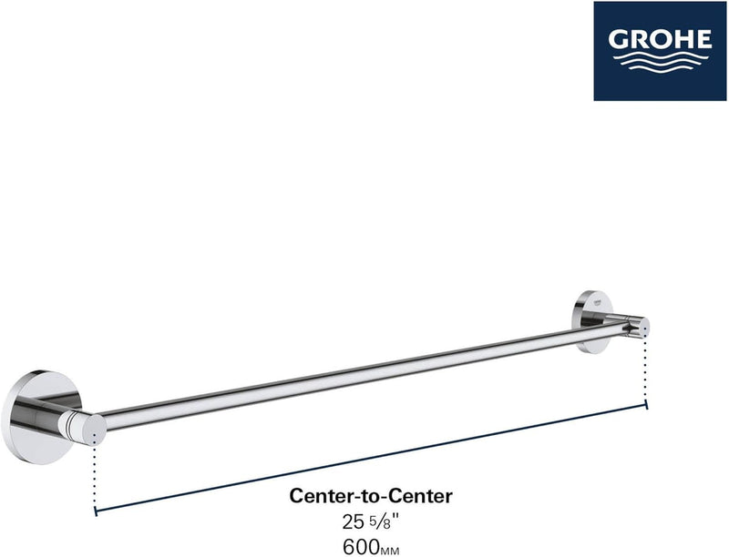 GROHE Essentials - Badetuchhalter (Material: Metall, 600mm, zum bohren oder kleben), chrom, 40366001