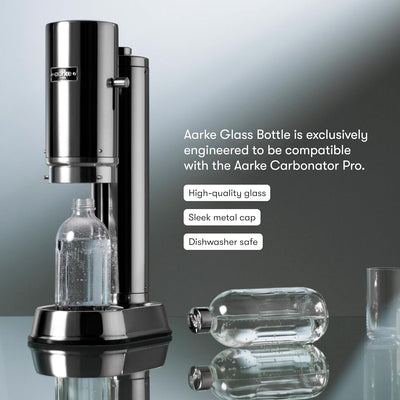 Aarke Glasflasche für Wassersprudler Carbonator Pro, Spülmaschinenfeste, mit Details in Edelstahl