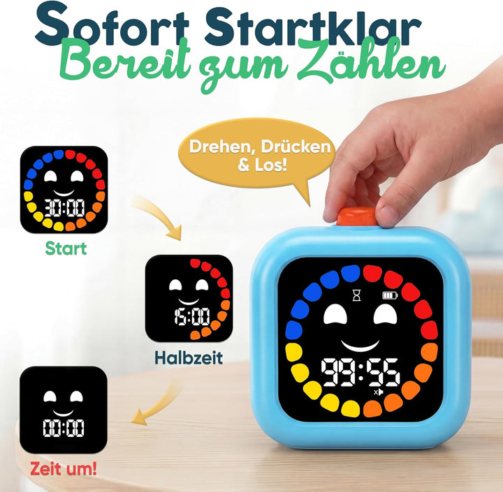 Digitaler Visueller Timer für Kinder - Wiederaufladbar, Geräuschlos 99-Minuten-Kinder-Timer für Schu