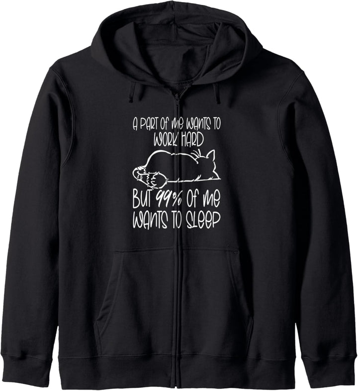 faule Katze Spruch - work hard - Katzen Kapuzenjacke