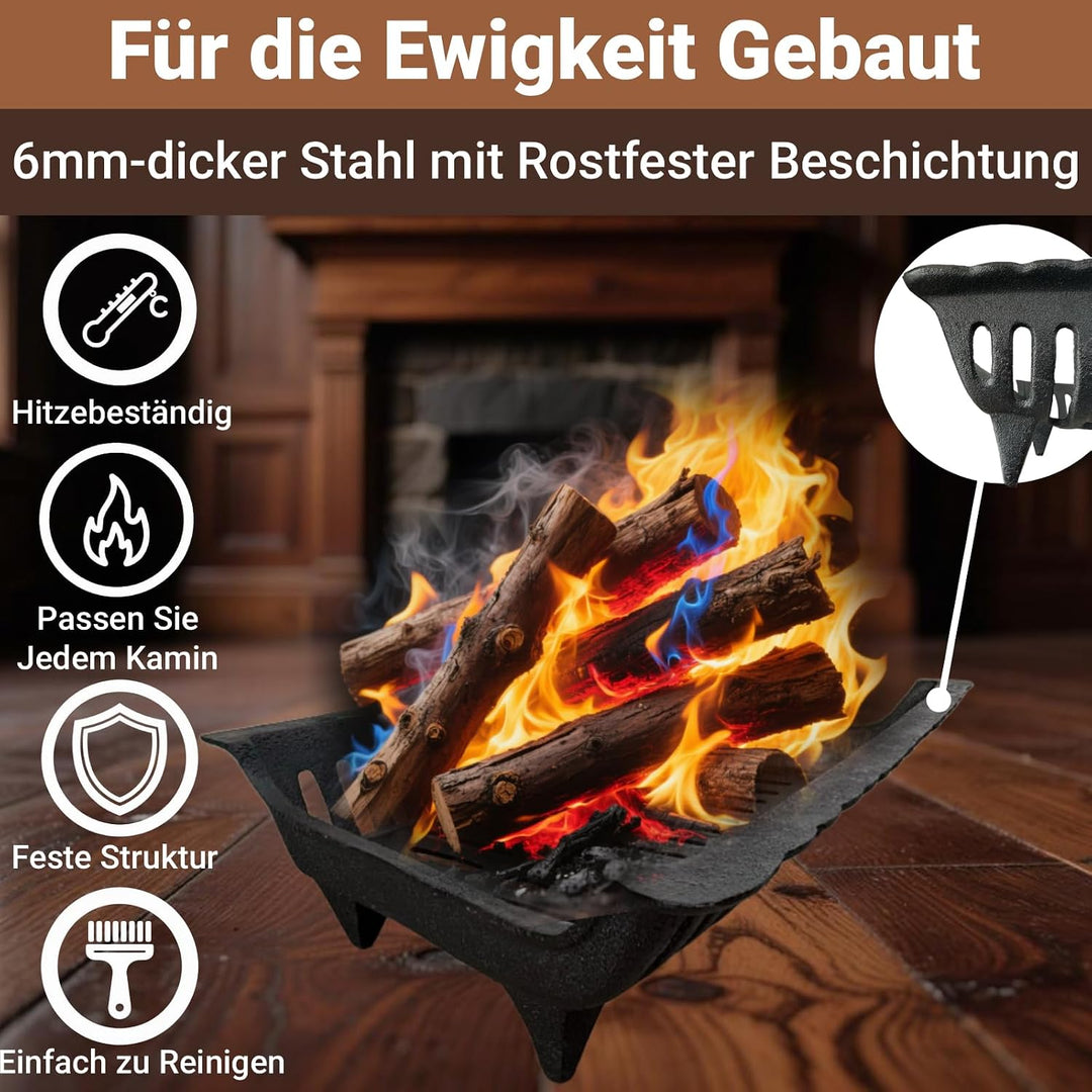 Amagabeli Kamin Feuerrost Brennholz Holzhalter Gusseisen Holz Kohle Kohlerost für Innen und Aussenbe