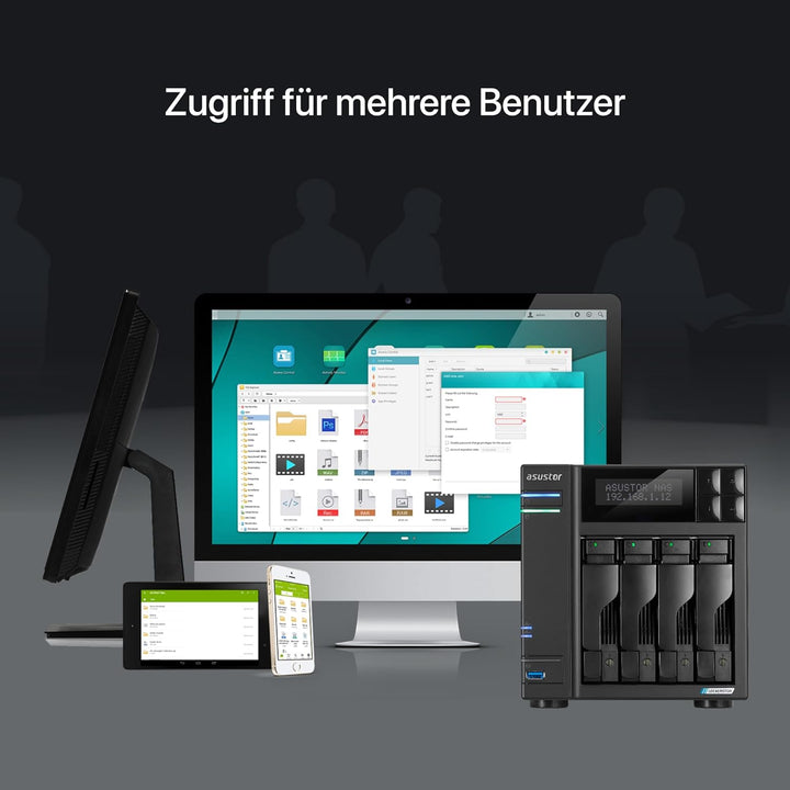 Asustor Lockerstor 4 Gen 2 AS6704T | 4 Bay NAS - Netzwerkspeicher Gehäuse, Quad Core 2.0GHz CPU, 4 M