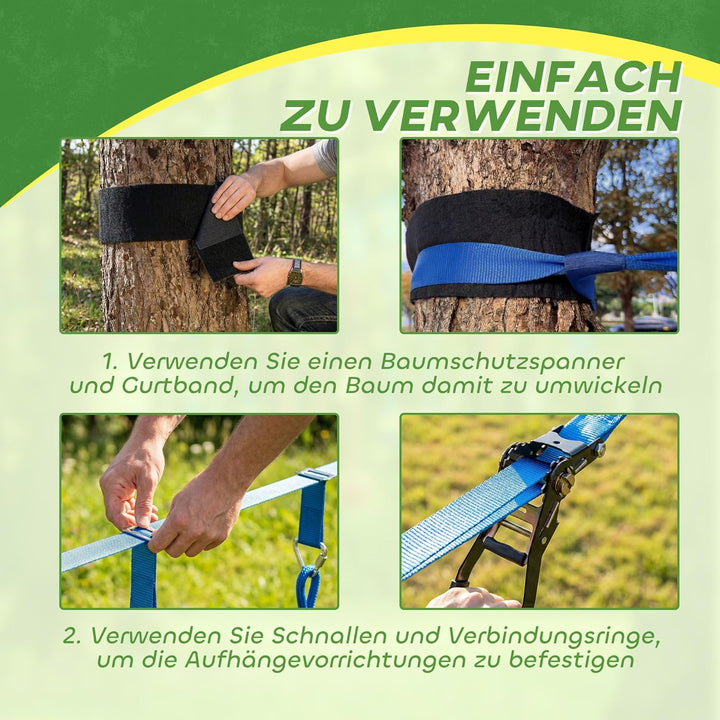 AIYAPLAY Ninja Line Kinder 24 m Slackline Set mit Turnringe 7 Hindernissen Kletterstange Ninja Warri
