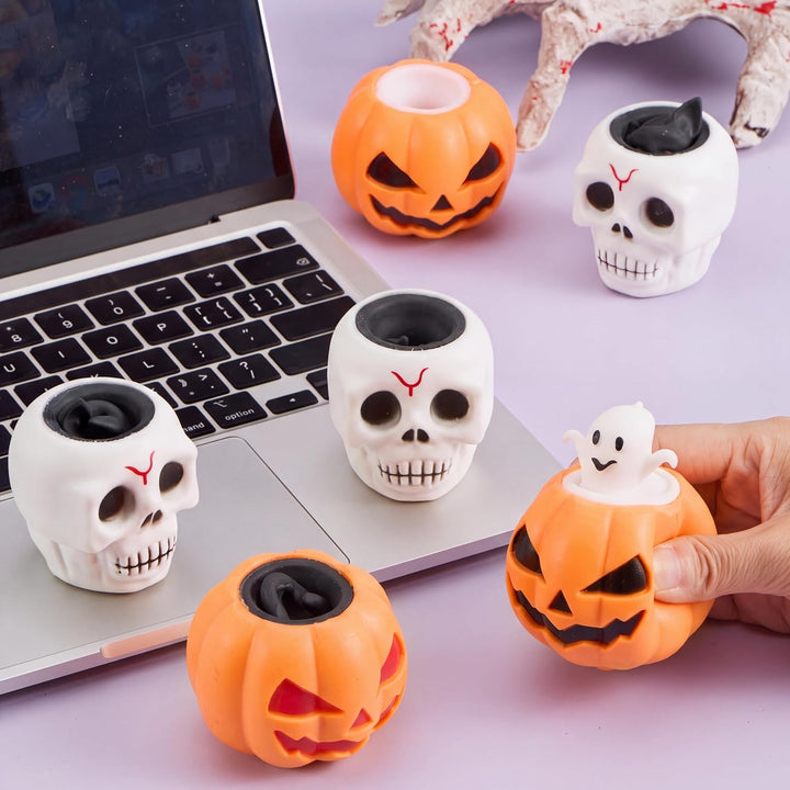 JOYIN 12 Stück Halloween-Quetsch-Spielzeug, Kürbis-Skelett, Quetschspielzeug für Halloween-Party, Ge