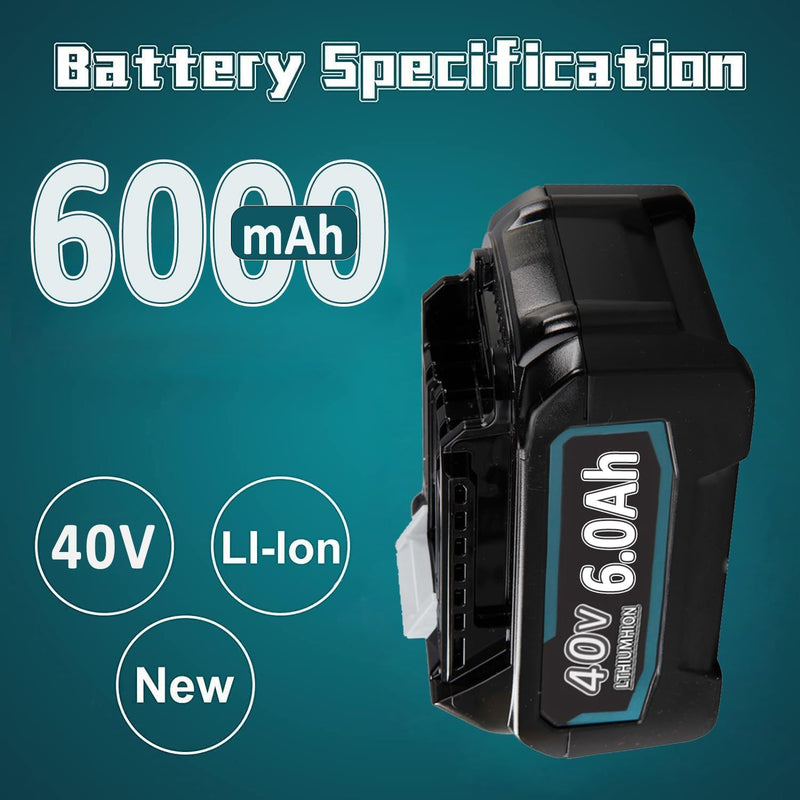 2X 40V 6.0Ah/6000mAh Ersatzakku für Makita Akku BL4060B Li-Ion BL4050B BL4060B BL1850B BL1860 BL1850