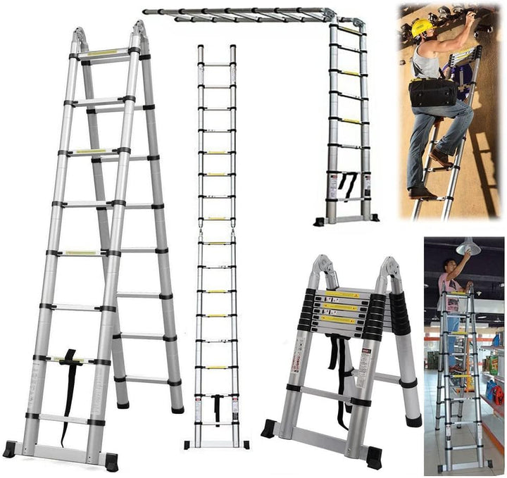 5 m Multifunktionsleiter, Teleskopleiter, Klappleiter aus Aluminium, multifunktional, ausziehbar, ma
