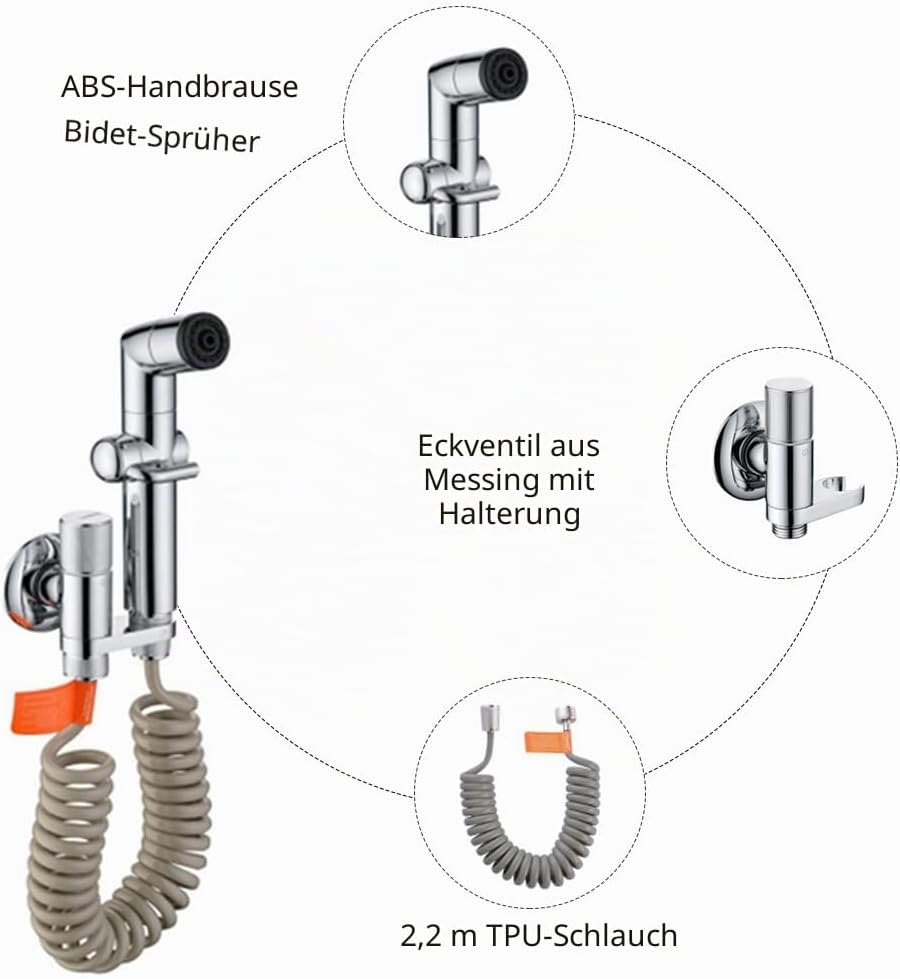 Bidet Handbrause Set für die Toilette, Bidet Handbrause mit Dual Modus, Bidet Handbrause Set- mit ve