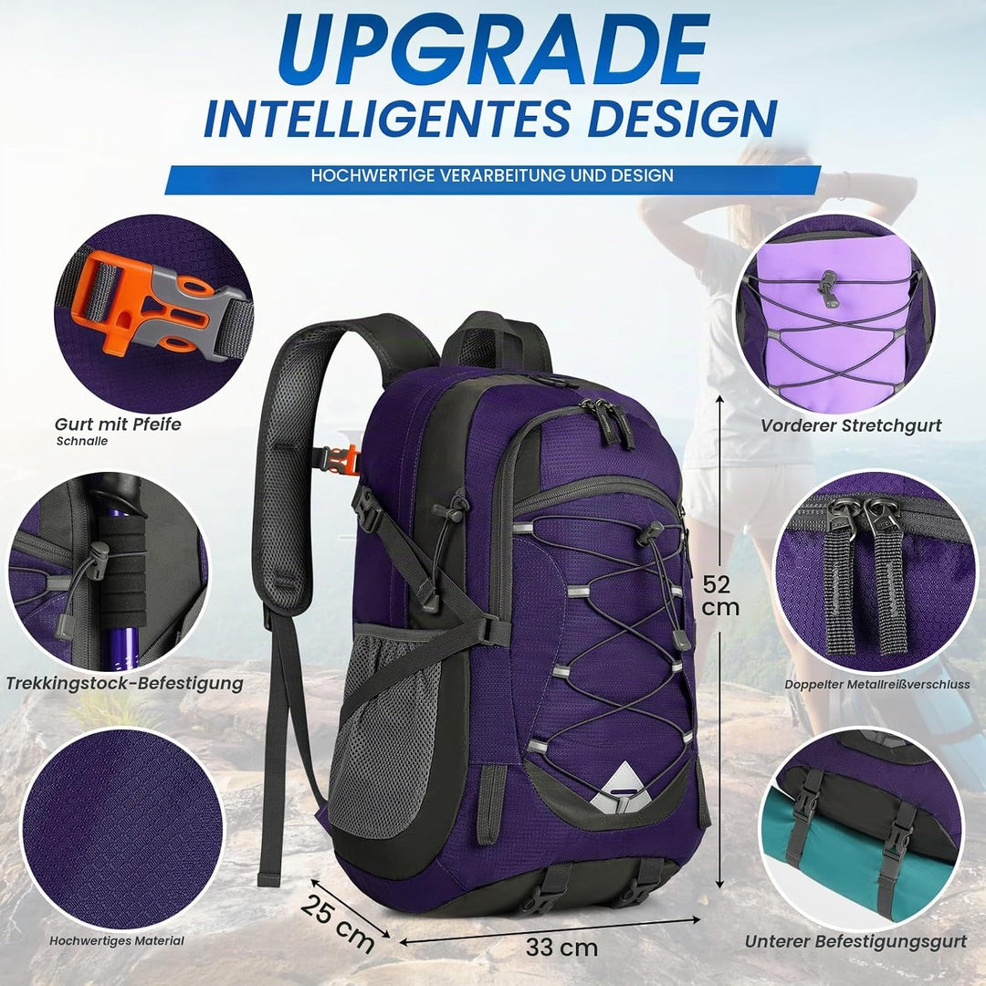 IGOLUMON Wanderrucksack Herren Damen 40L Wasserdichter Rucksack Leicht Faltbarer Reiserucksack Trekk
