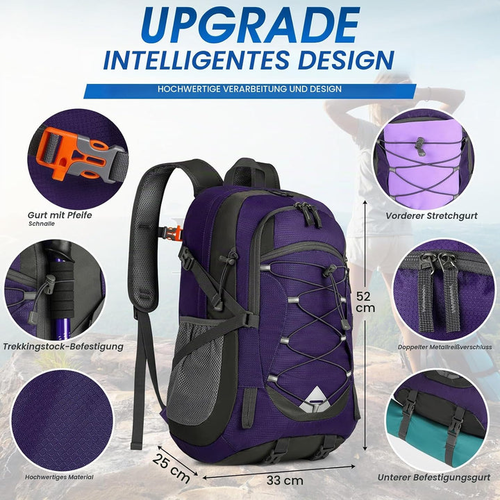 IGOLUMON Wanderrucksack Herren Damen 40L Wasserdichter Rucksack Leicht Faltbarer Reiserucksack Trekk