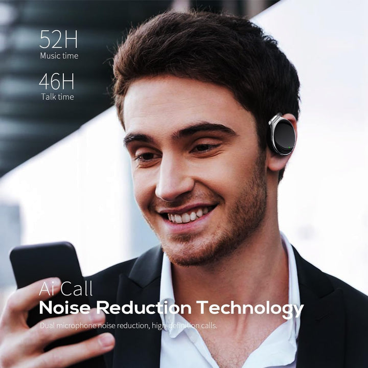 Open Ear Kopfhörer mit Mikrofon Bluetooth 5.4-52 Std Spielzeit, Kabelloses Over Ear Kopfhörer für Sp