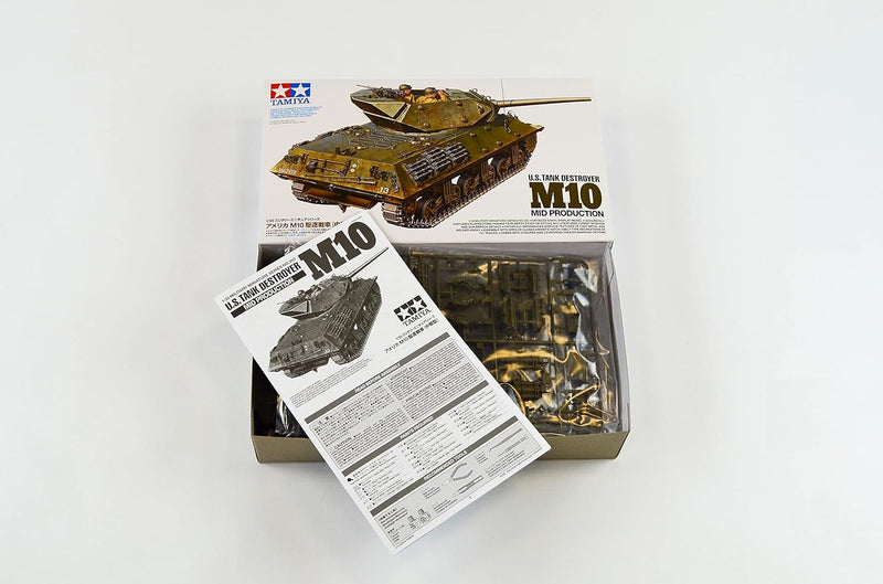 Tamiya 300035350 300035350-1:35 US Panzerjäger M10 (3) Mittl. Prod,originalgetreue Nachbildung, Plas