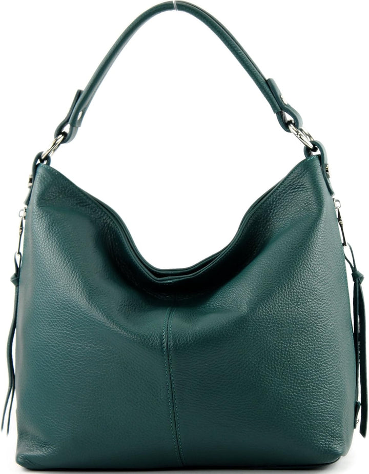 modamoda de Damen Schultertasche, Leder T160 Petrol2021, Petrol2021