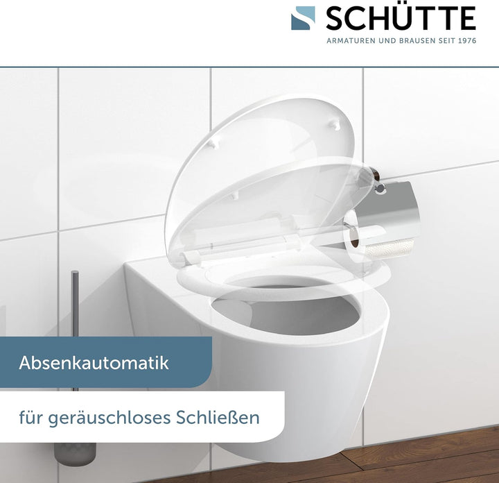 SCHÜTTE WC-Sitz mit Absenkautomatik/Abnehmbarer Klodeckel aus bruchsicherem Duroplast/Innovative DIY