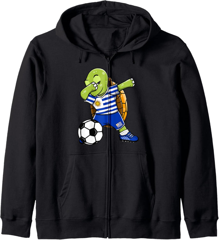 Dabbing Schildkröte Uruguay Fussball Uruguayische Flagge Kapuzenjacke