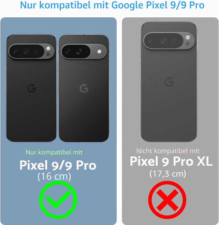 Anqrp Hiddenian Serier Hülle für Google Pixel 9/9 Pro, [Eingebetteter Ständer] [Wärmeableitung] Schw