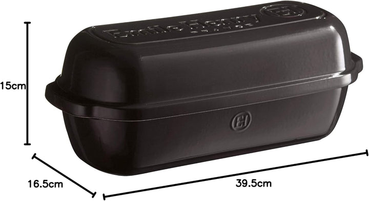 Emile Henry EH349503 Bauernbrot-Backform, Keramik, 39,5 x 16,5 x 15 cm., Keramik, Kohle, 39,5 x 16,5