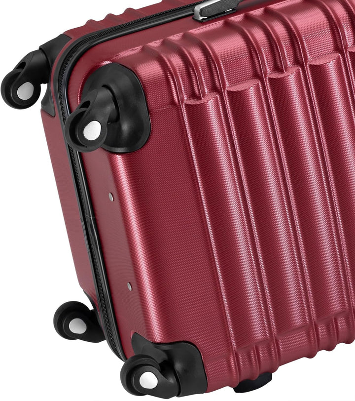 Zelsius Koffer Set 4 Stück, Rot | ABS Hartschalenkoffer mit Zahlenschloss, 4 Rollen und Innen Trennw