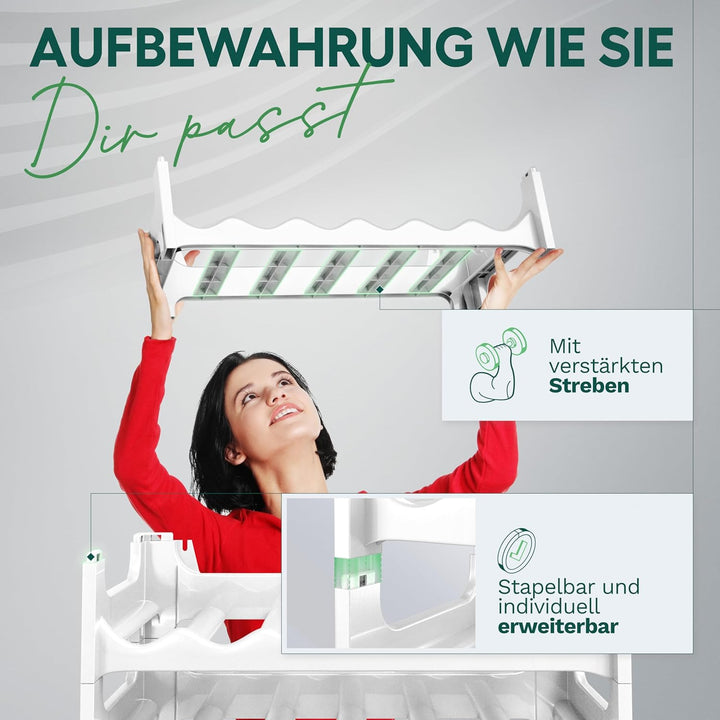 Novaliv Weinregal für 36 Flaschen | Flaschenregal Weiss | Regal stabilem Kunststoff (Weiss, 6) 6 Wei