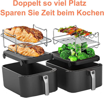 Dual Zone Heissluftfritteusen Zubehör, Airfryer Zubehörset Mit Silikonform Pot Kompatibel für Ninja