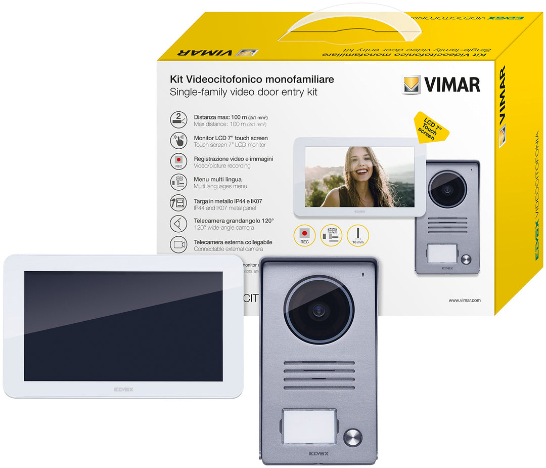 VIMAR K40915 Videosprechenalagen-Set enthält Freisprech-Touchscreen-Videohaustelefon LCD 7in 1-Taste