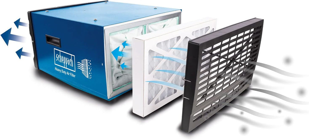Scheppach Luftreiniger HDA-14 | 740 m³/h Luftfilterleistung | für Werkstätten bis 400m² | 3 Stufen F