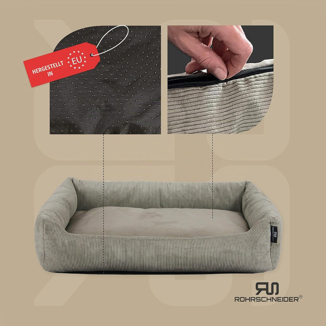 Rohrschneider Katzenbett Cordstoff mit Spielkugelset (Taupe, feiner Cordstoff) Taupe feiner Cordstof