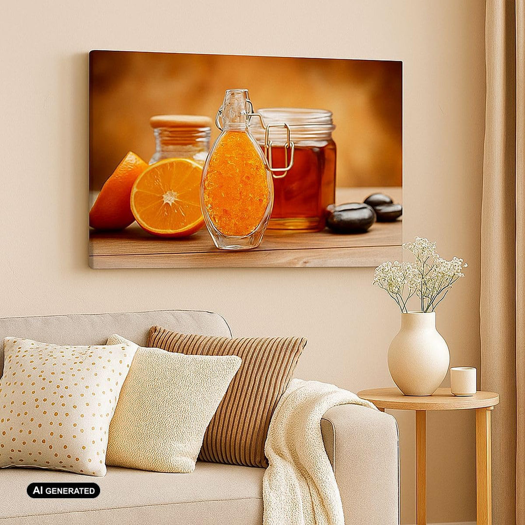 Bilder auf Leinwand 100x70cm Leinwandbild Essen Honig Glas Vitamin Gross Wanddeko Bild Schlafzimmer