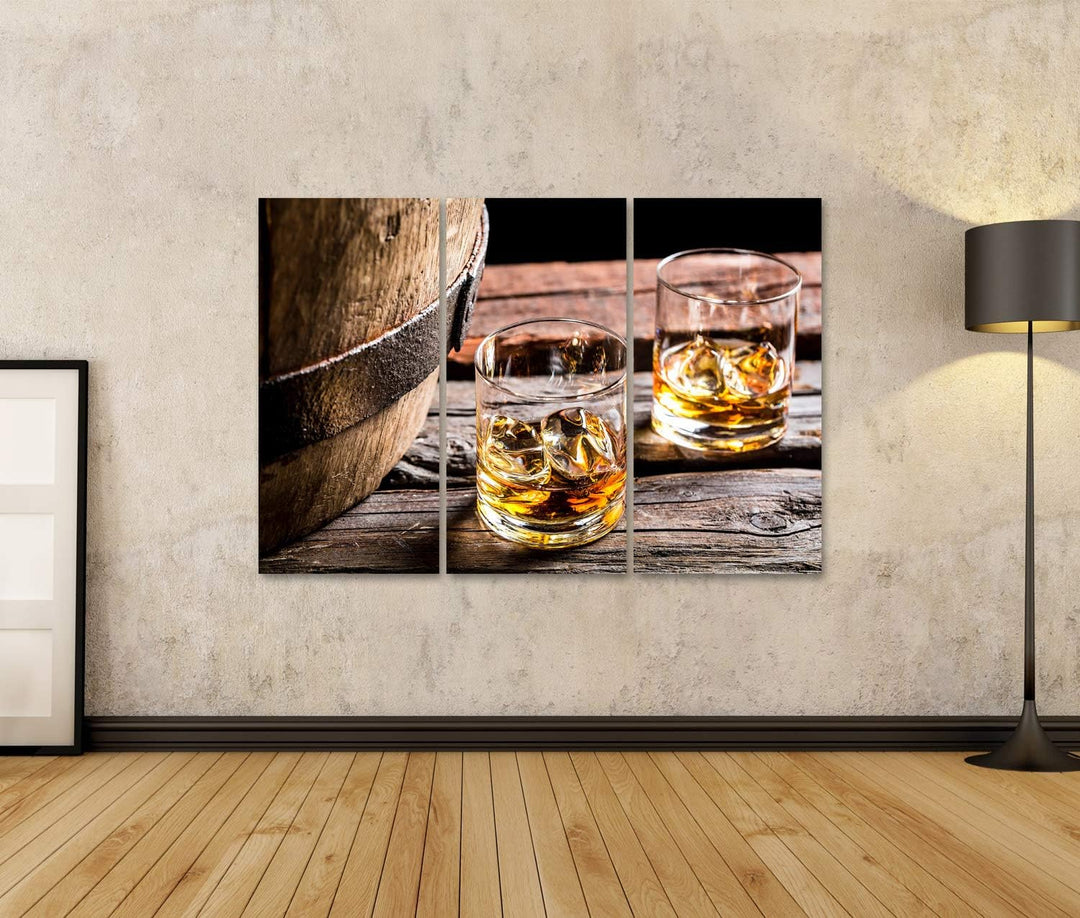 islandburner Bild auf Leinwand Glas Whiskey Im Alten Keller Bilder Wandbilder Poster Leinwand 130x80