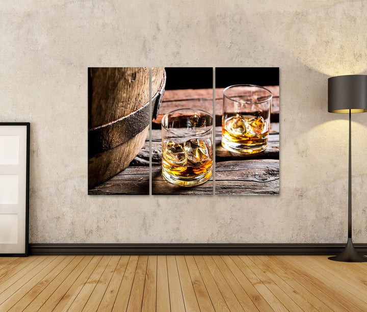 islandburner Bild auf Leinwand Glas Whiskey Im Alten Keller Bilder Wandbilder Poster Leinwand 130x80