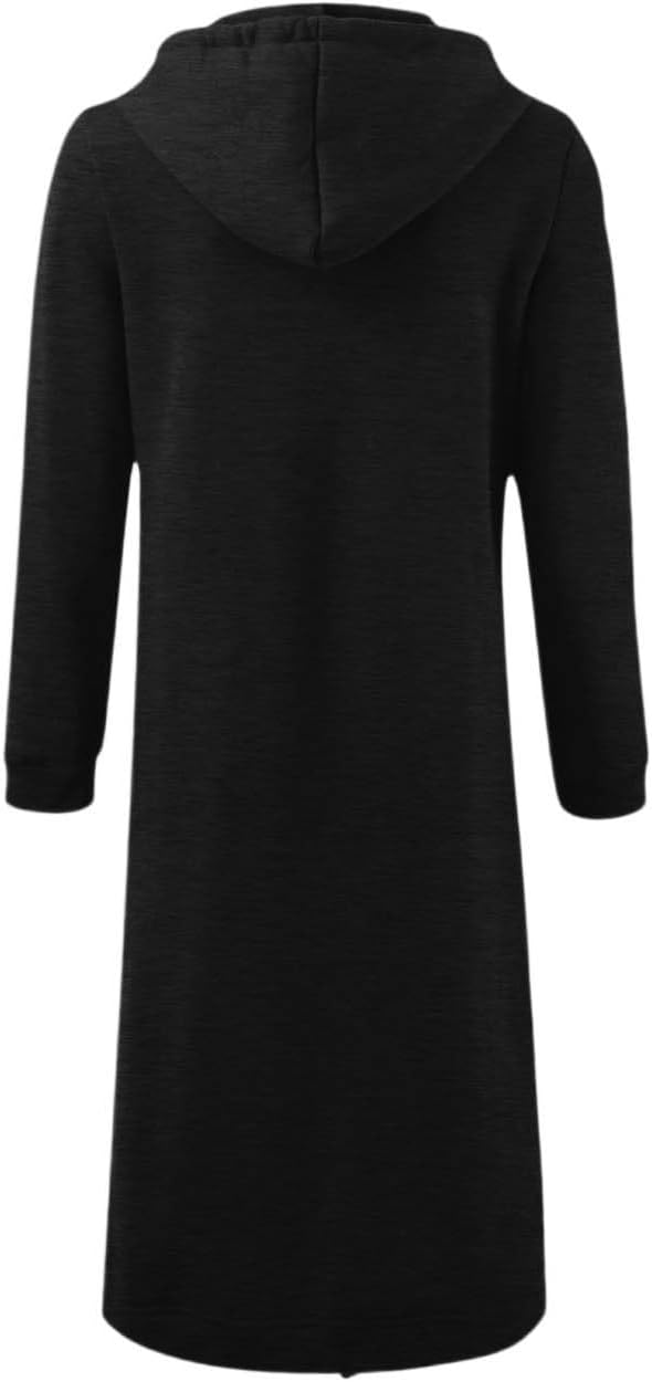 Hoodie Jacke Mädchen mit Reissverschluss Lang Kapuzenpullover Strickjacke Einfarbig Locker Sportjack