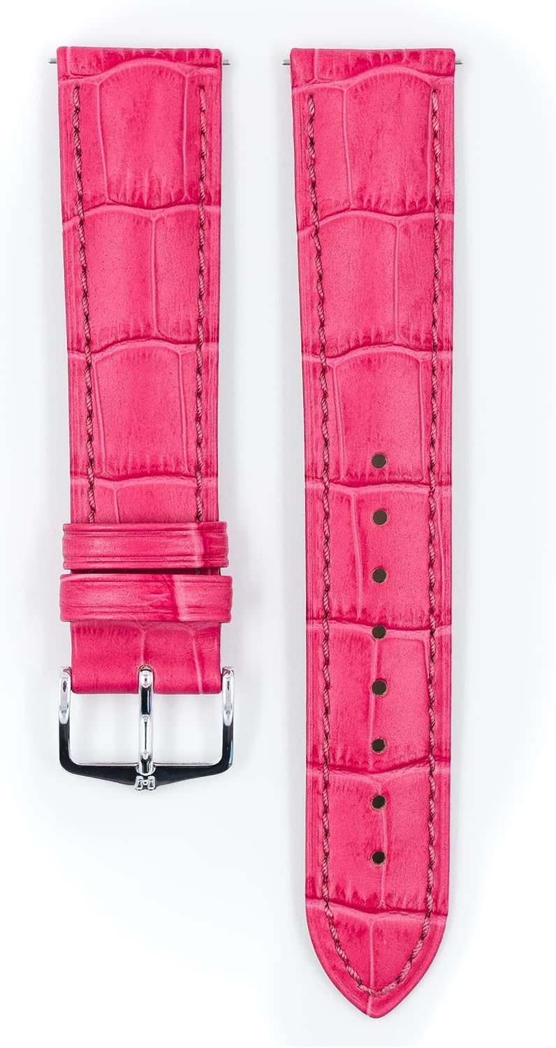 HIRSCH Uhren-Armband Duke - Uhr-Band aus italienischem Kalbs-Leder mit Alligator-Prägung - 12 bis 24