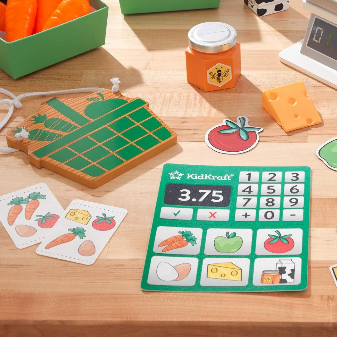 KidKraft Spielzeug-Lebensmittel Bauernmarkt für die Kinderküche, Spielset mit 34 Teile, Spielküche Z