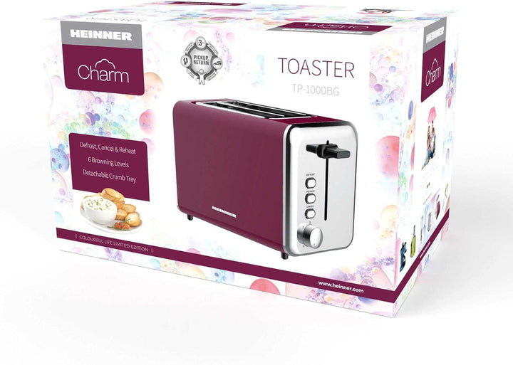 TP-1000BG Toaster, 850 W, 2 Brotscheiben, Burgund