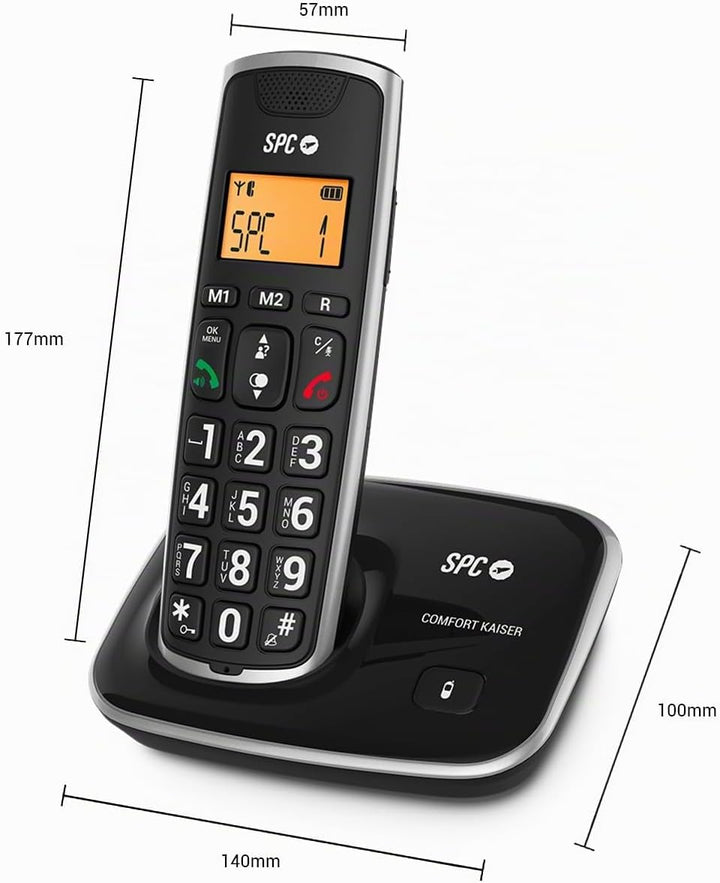 SPC Comfort Kaiser – Schnurloses Festnetztelefon für Senioren mit Tasten und Ziffern in XL–Grösse, v