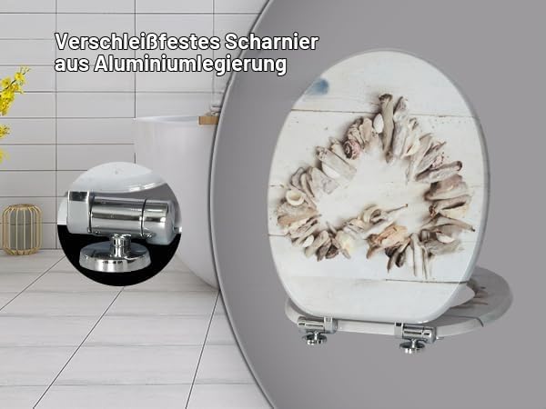 MDF-Toilettensitz mit Soft-Close-Mechanismus, O-förmiger Toilettensitz mit verstellbaren Scharnieren