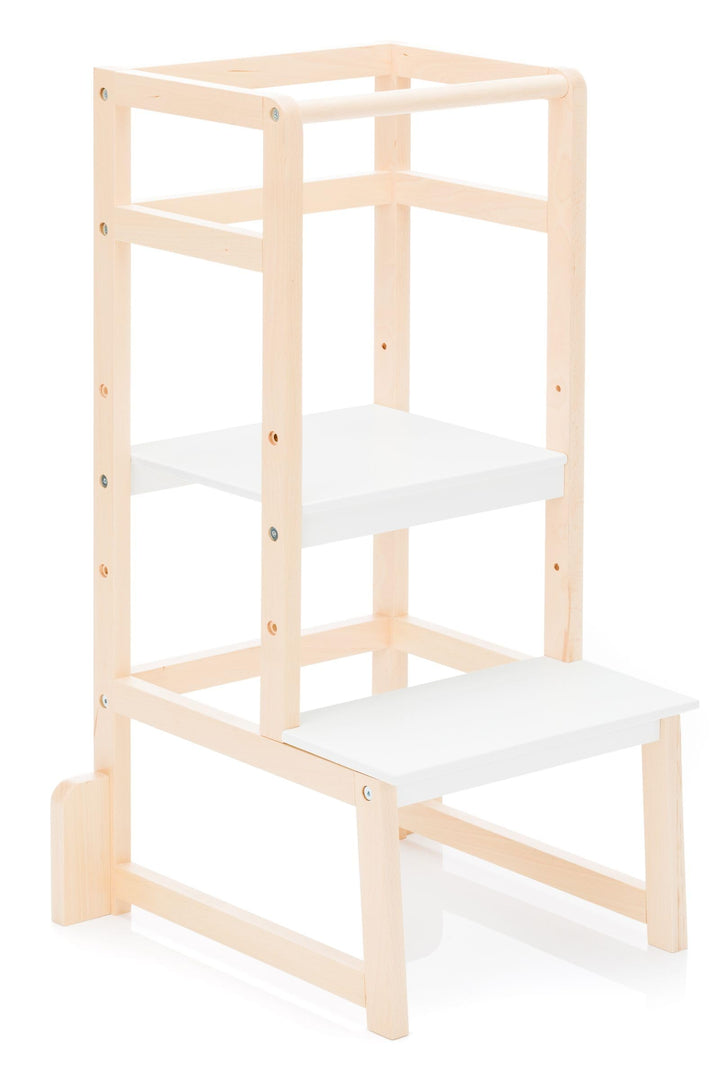 Fillikid Kinder Lernturm | Entdeckertum mitwachsend aus Buchenholz | Lerntower Montessori Lernstuhl