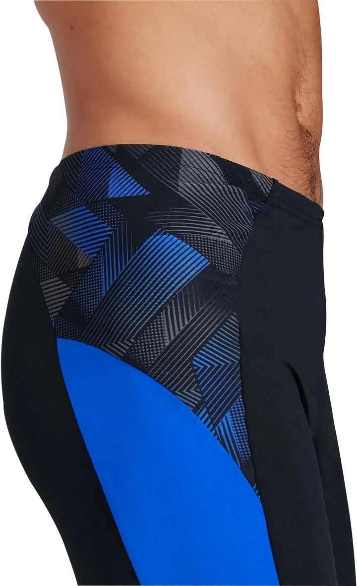 Speedo Herren Eco Endurance+ Splice II Badehose Schwarz/Blau Flame/Usa Anthrazit 26, Schwarz/Blau Fl