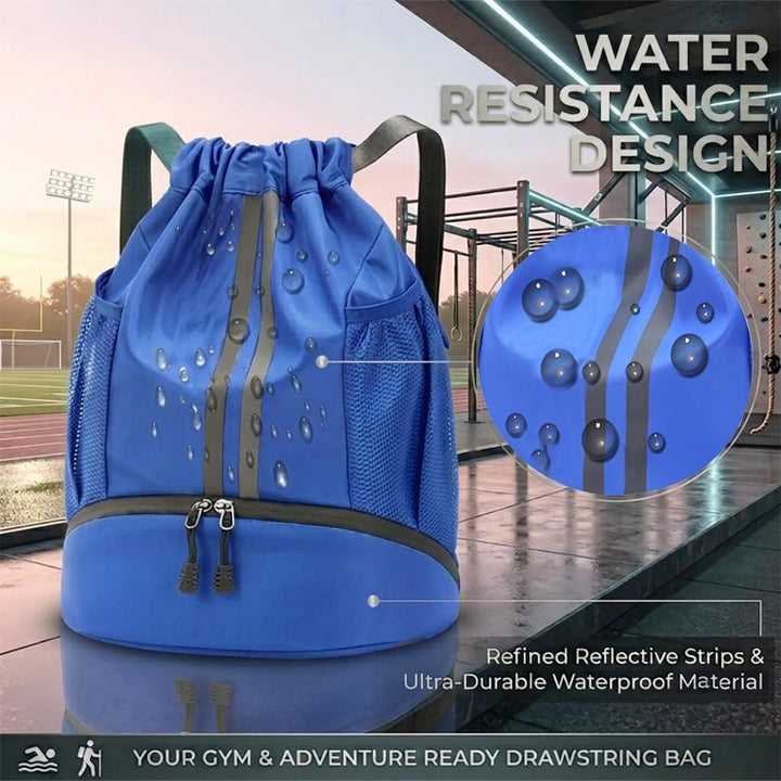 Sportbeutel mit Schuhfach - Wasserdichter Kordelzug Rucksack für Damen & Herren - Gymbag & Turnbeute