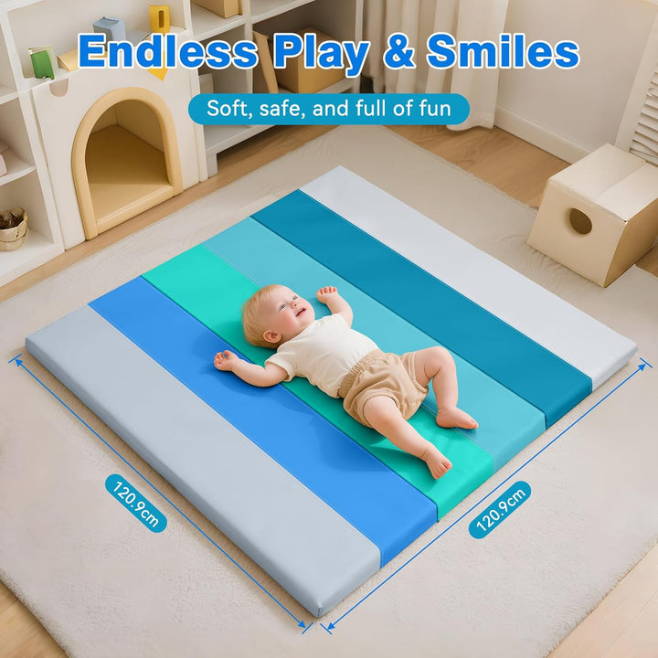 JungleDove Schaumstoff Spielmatte für Baby: 121 x 121cm PU-Leder wasserdicht Kinder Spielmatte - Bab