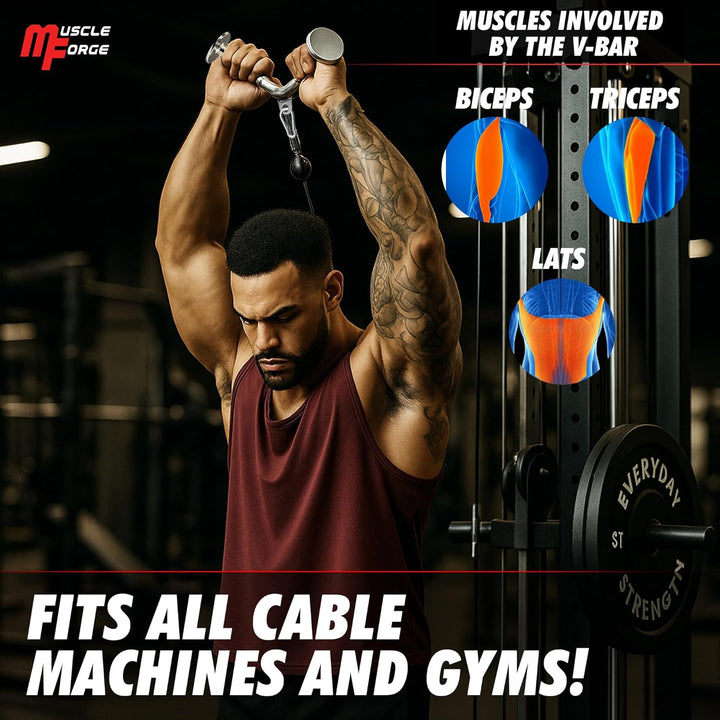 MuscleForge® Aufsatz für Latzug, Seilzug, Griff mit Drehbarem für Kabelmaschine, Kabelzug Griff für
