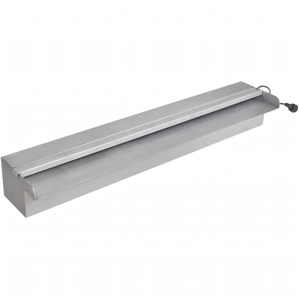 vidaXL Edelstahl Wasserfall mit LEDs 60cm Wasserspiel Teich Kaskade 2 Anschlüsse mit LED/60 cm