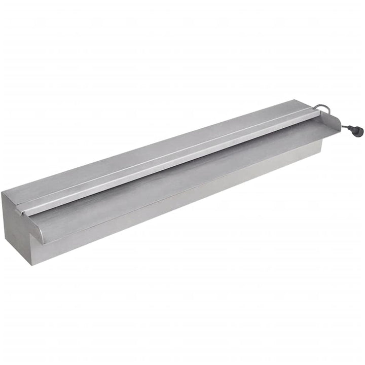 vidaXL Edelstahl Wasserfall mit LEDs 60cm Wasserspiel Teich Kaskade 2 Anschlüsse mit LED/60 cm