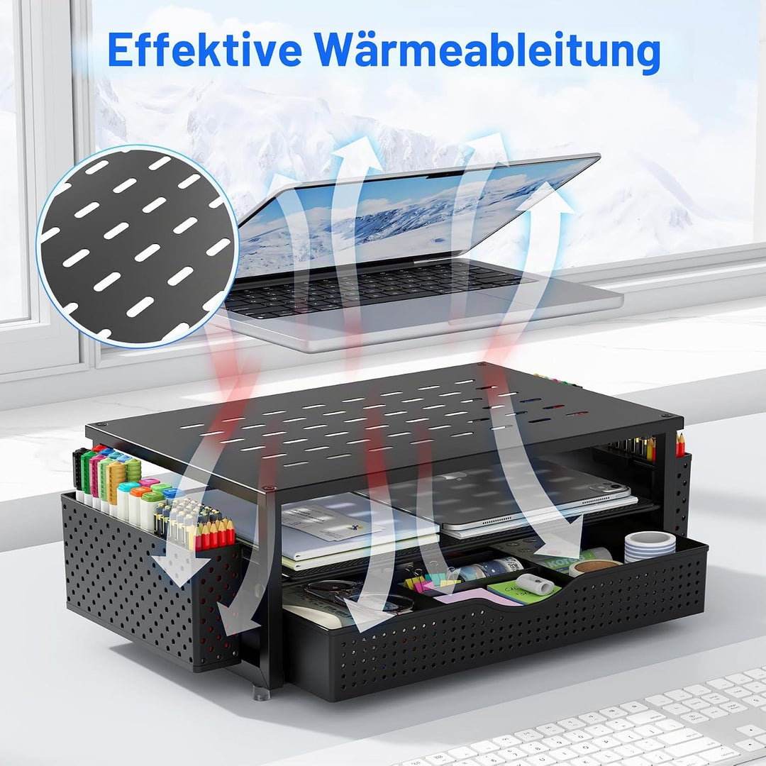 gianotter Schreibtisch-Computer-Monitorständer mit Schublade und 2 Stifthaltern, Schreibtisch-Organi